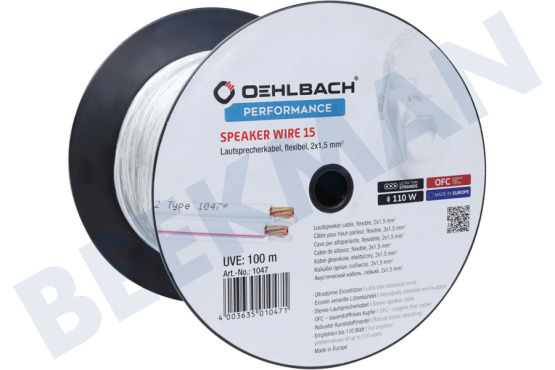 Oehlbach  D1C1047 Cable de altavoz de alto rendimiento 2x1,5 mm blanco
