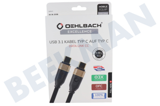 Oehlbach  33199 Cable Excellence USB-C 3.1, 0,5 metros