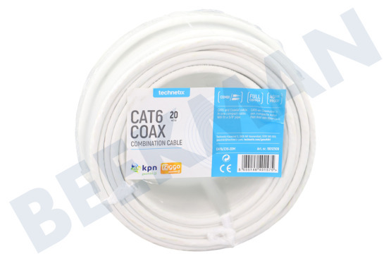 Technetix  CAT6/C18-20M Cable de instalación Cat6 + Coaxial 20 metros