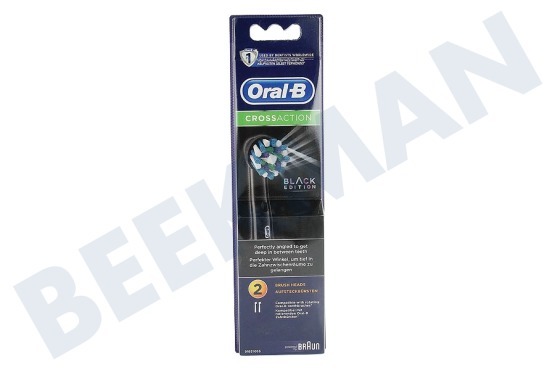 OralB  EB50 Cabezas de cepillo negro de acción cruzada, 2 piezas