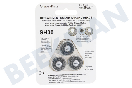 NewSPeak  BE-N2 Shaver-Parts SH30 cabezal de afeitado Serie 1000 + 3000