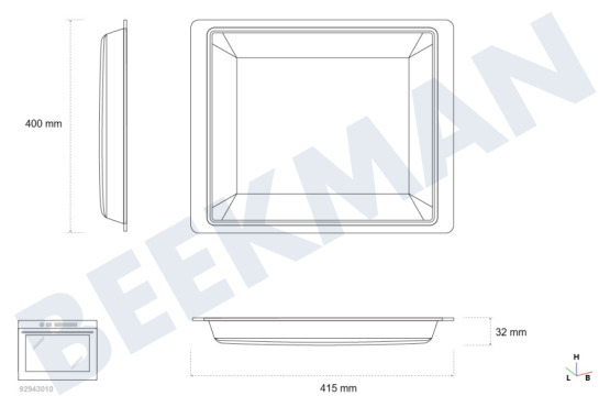 Pelgrim Horno-Microondas Plancha Escala de cristal 418x400mm