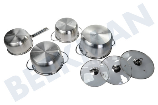 Alpina  17390 Juego de ollas Alpina de siete piezas, acero inoxidable (por 2 juegos)