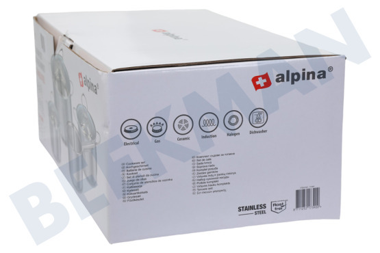 Alpina  17390 Juego de ollas Alpina de siete piezas, acero inoxidable (por 2 juegos)