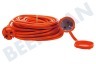 Cable de extensión naranja con solapa, resistente a salpicaduras IP44
